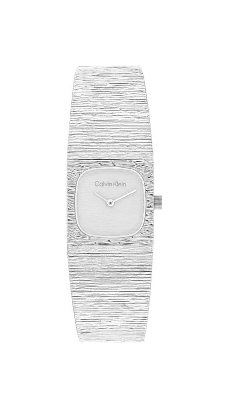Calvin Klein Two Hand Quartz Movement Watch Silver Sophisticated Square Collection with Silver Stainless Steel Bracelet - 25100177