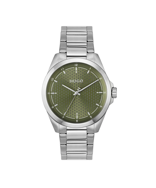 HUGO Analog Watch for Men with Stainless Steel Bracelet and Green Dial