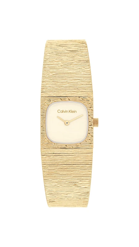 Calvin Klein Two Hand Quartz Movement Watch Gold Colored Sophisticated Square Collection with Gold Colored Stainless Steel Bracelet - 25100178