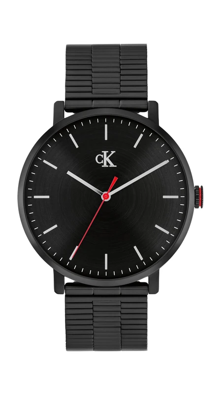 Calvin Klein Three Hand Quartz Movement Watch Black CK Real Collection with Black Stainless Steel Bracelet - 25200550
