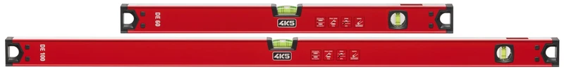 4K5 Spirit Level Set 60 & 100 cm, Zoom Eye Magnifying Lens, Duo View Frontal View, Milled Measuring Surfaces on Both Sides, Shock Absorbing End Caps & Wall Slip Stoppers