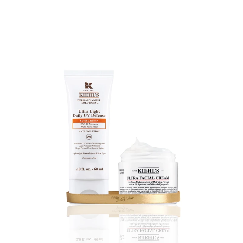 Kiehl’s Ultra Light Daily UV Defence SPF 50 PA++++ 60ml & Ultra Facial Cream 125ml, Hydrating Moisturiser for All Skin Types