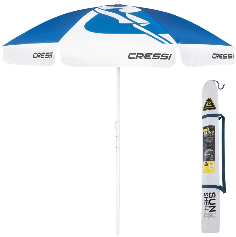 Cressi Sunshell Umbrella Parasol Pro Blue/White/Black - Lightweight and Portable Outdoor Parasol, for Protection from the Sun and Bad Weather, Ø 220cm - Image 1