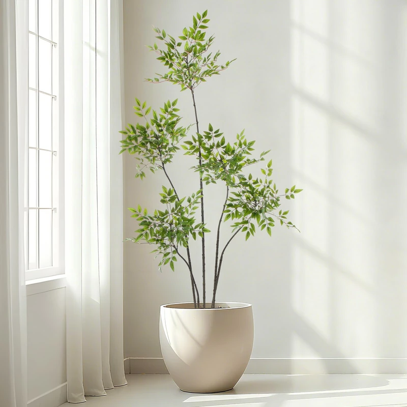 Giegxin 5ft Faux Bamboo Tree Indoor Artificial Nandina Tree Realistic Large Fake Plants Potted Planter Tall Foliage Floor Plant for Home Office Corner Room Decor Greenery Housewarming Gift