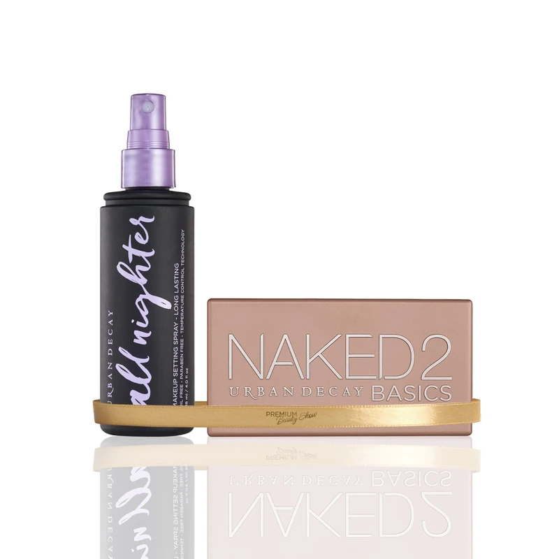 Urban Decay All Nighter Setting Spray 118ml & Naked Basics Eyeshadow Palette, 6 Matte Nude Shades, Travel Size