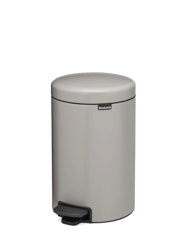 Brabantia NewIcon Pedal Bin 12L, Medium Waste Bin for Kitchen, Soft Closing Lid, Light Pedal Operation, Removable Inner Bucket, Non-Slip Base, Soft Grey, Free PerfectFit Rubbish Bags, 25 x 34 x 41 cm