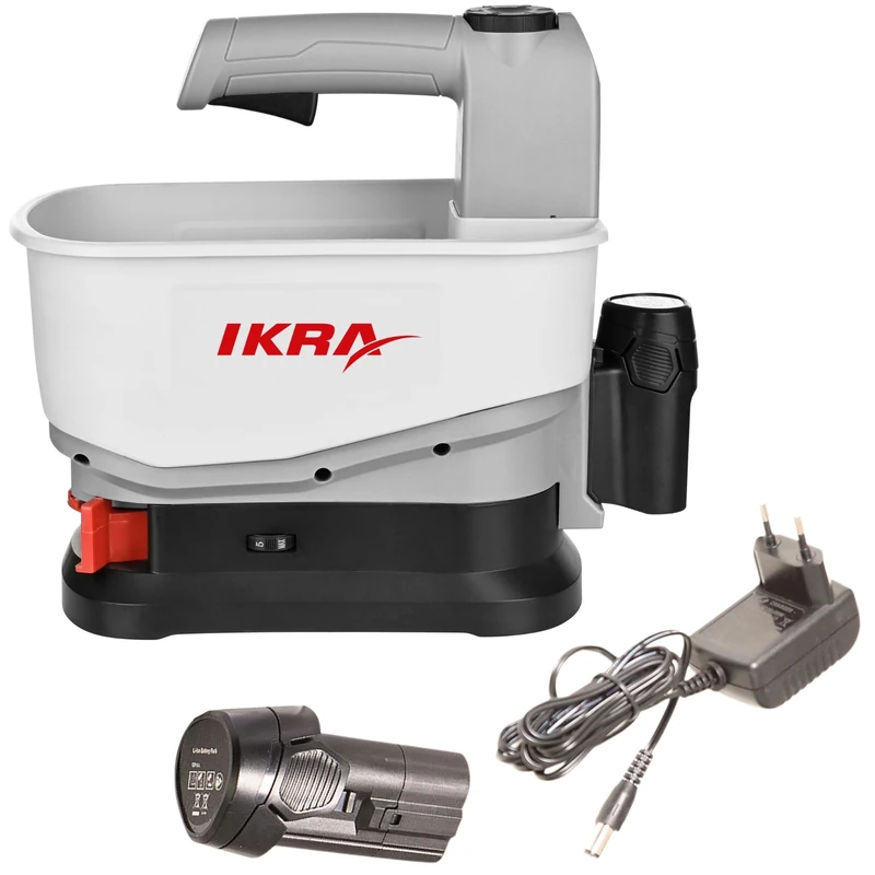 IKRA Universal Spreader IAST 12, Spreading Width 5 m, 5-Stage Spreader Control, Volume Spreading Container 4.5 l, incl. Battery & Charger