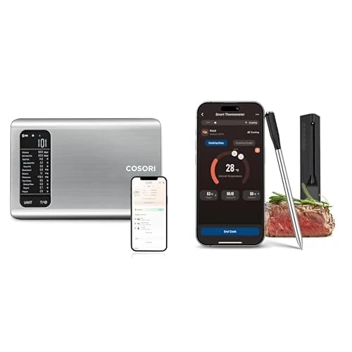 COSORI Smart Kitchen Scales Food and Wireless Meat Thermometer, Scale with 19 Nutrients Tracking, Calorie Counting for Weight Loss&Fitness, Thermometer for Air Fryer Grill Kitchen and Oven Smoker