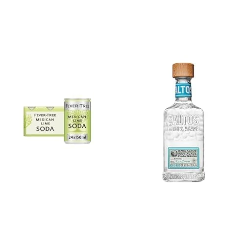 FEVER-TREE Mexican Lime Soda 6x150ml (Pack of 4, Total 24 Cans) Olmeca Altos Plata Tequila 70cl, 38% ABV