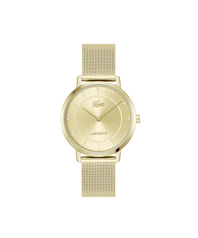 Lacoste Two Hand Quartz Movement Watch for Women CROCORIGIN Collection with Gold Colored Stainless Steel Bracelet - 2001474