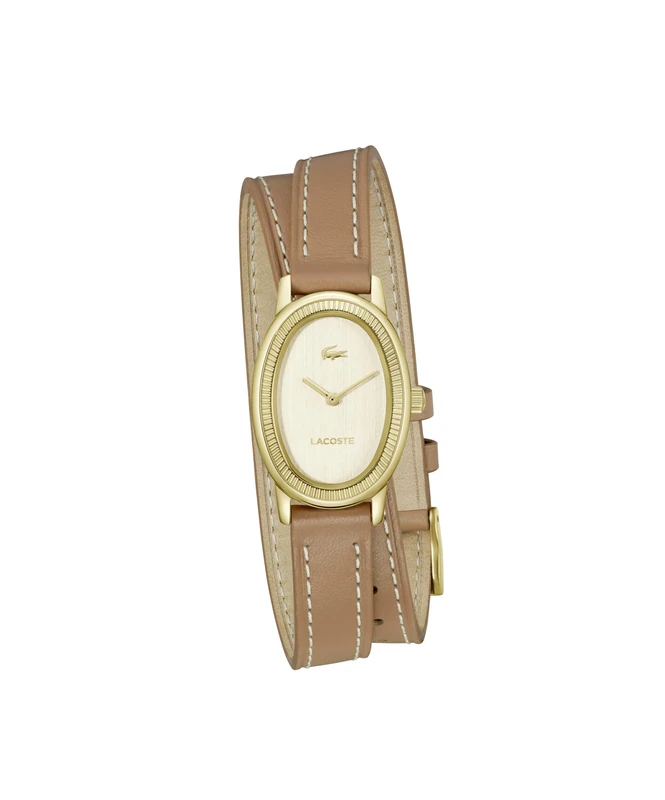 Lacoste Two Hand Quartz Movement Watch for Women Parisienne Collection with Brown Leather Strap - 2001454