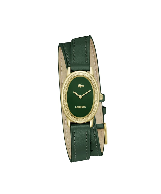 Lacoste Two Hand Quartz Movement Watch for Women Parisienne Collection with Green Leather Strap - 2001455