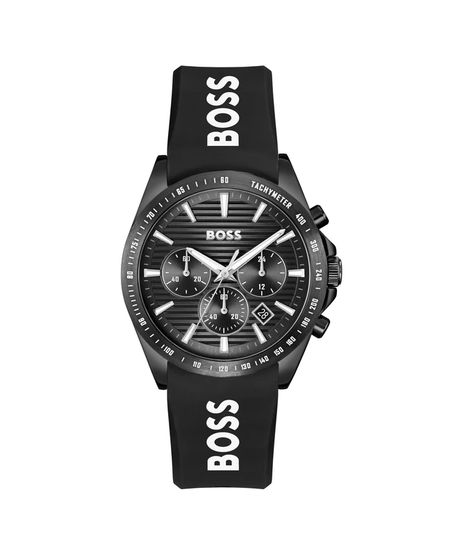 BOSS Chronograph Quartz Watch for Men Strike Chrono - LE Collection with Black Silicone Bracelet - 1514289
