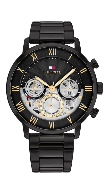 Tommy Hilfiger Analogue Multifunction Quartz Watch for Men with Black Stainless Steel Bracelet - 1710706