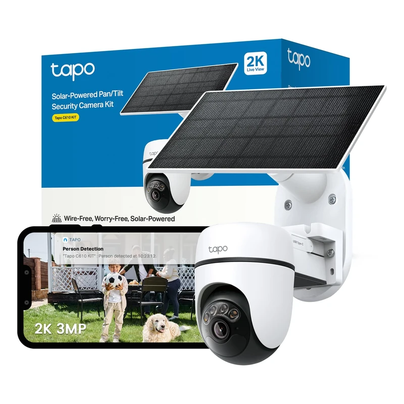 Tapo C610 KIT 2K 3MP Solar Security Camera Outdoor Wireless,Smart Tracking Security Camera,Colour Night Outdoor Camera,360°AI CCTV,IP65,No Hub,Alexa,Google Home,Flexible Storage,No Monthly fee
