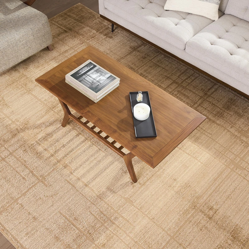 Livabliss Alma Modern Area Rug for Living Room 160 x 213 cm, Bedroom – Contemporary Patterned Style, Easy Care Medium Pile – Large Indoor Floor Cover,Tan