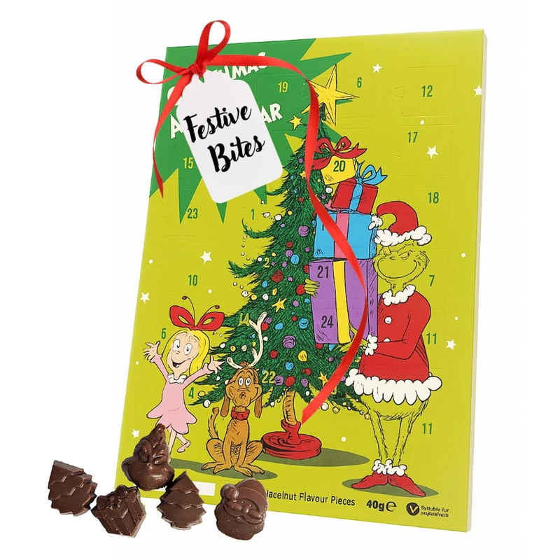 Christmas Chocolate Grinch Advent Calendar 2025 - Merry Grinchmas 24 day Christmas Countdown Calendar 40g with Topline Card. Milk Chocolate Advent Calendar for Kids, Secret Santa Gifts
