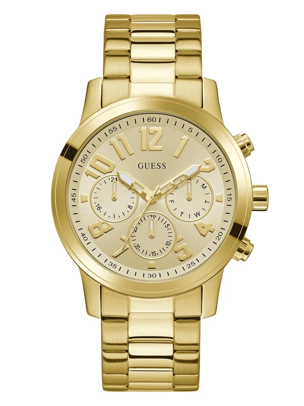 Guess Mens Parker Gold Stainless Steel Bracelet Mineral Glass Gold Dial 5 Bar Case Diameter 44mm GW1006G2