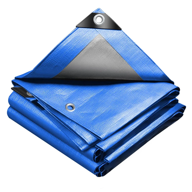 VOUNOT® 4x8m Waterproof Tarpaulin Ultra Heavy Duty 240 g/m² Tarp Large Ground Camping Sheet with Aluminum Eyelets for Outdoor Furniture Caravan Car Cover, Blue