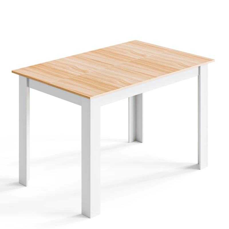Mondeer Dining Table, 120 x 80 cm Modern Kitchen Table for 4 People, Wooden Rectangular Dinner Table for Dining Room Kitchen Living Room, Oak and White