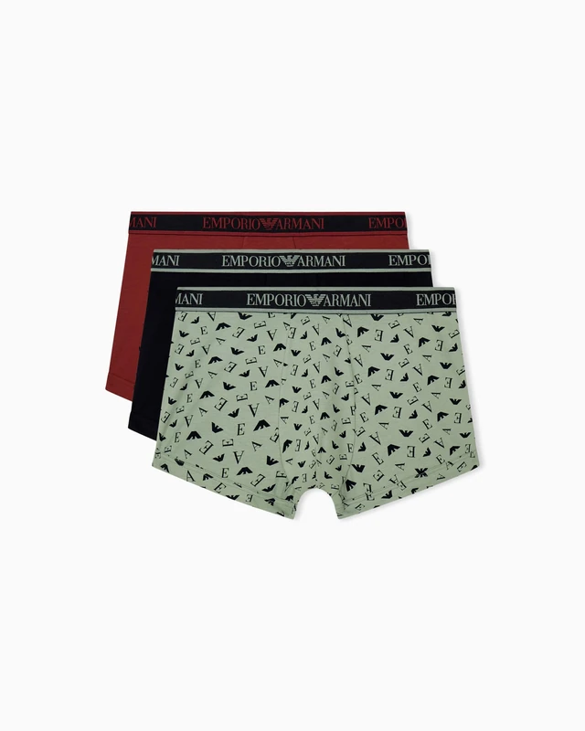 Emporio Armani Men's CORE LOGOBAND 3-PACK TRUNK Red XXL