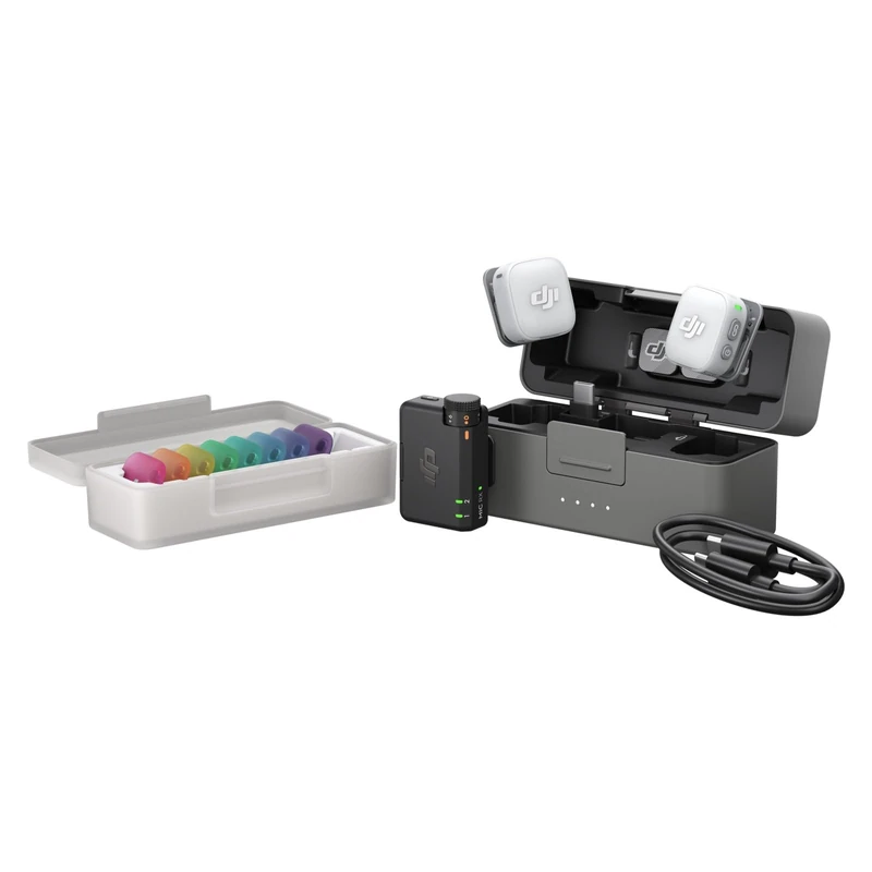 DJI Mic Mini 2 (2 TX + 1 Standard RX + Charging Case), Lavalier Wireless Vlogging Mic for iPhone/Android/Camera, Bluetooth Microphone, Noise Cancelling, 48h Battery, Multi-Color Cover