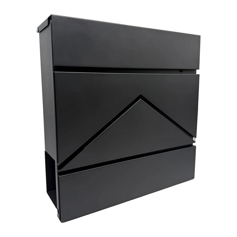Relaxdays letterbox with newspaper compartment, HWD: 37 x 37 x 11 cm, DIN C4, rustproof, 4 keys, black