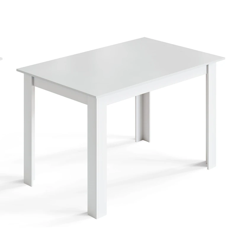 Mondeer Dining Table, 120 x 80 cm Modern Kitchen Table for 4 People, Wooden Rectangular Dinner Table for Dining Room Kitchen Living Room, White