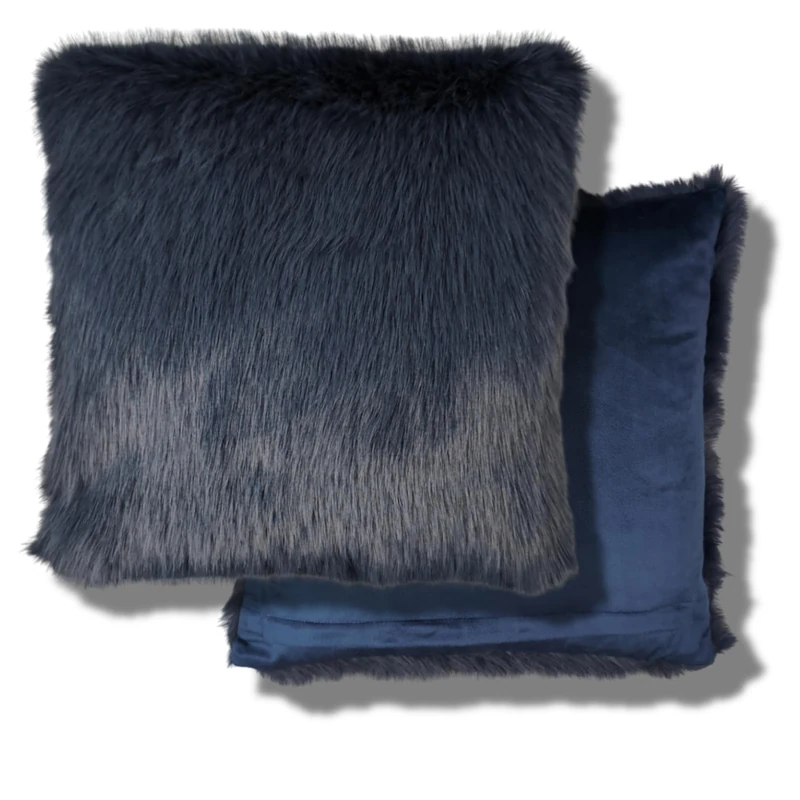 Chelsea Faux Fur Cushion 4 Pack - Filled Cushion 45x45cm - Navy Blue