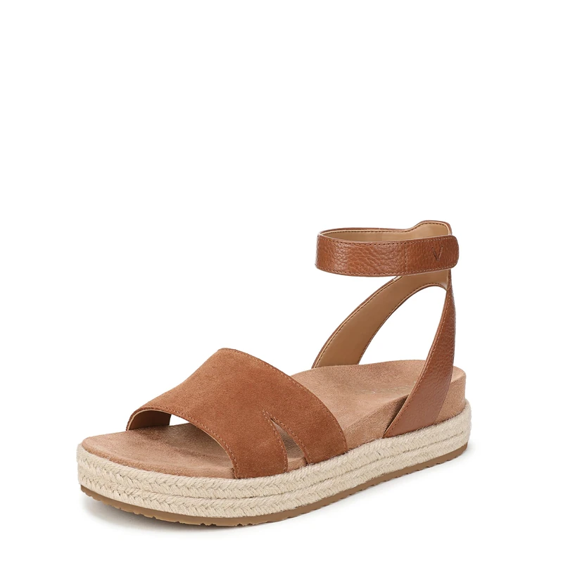 Vionic Women's Yucca Flat Sandals, Tan Suede, Medium Fit, UK 7
