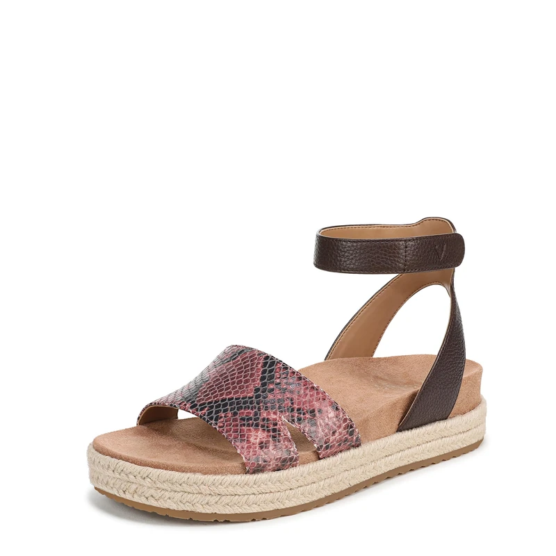 Vionic Women's Yucca Flat Sandals, Burgundy Snake Print, Medium Fit, UK 6.5