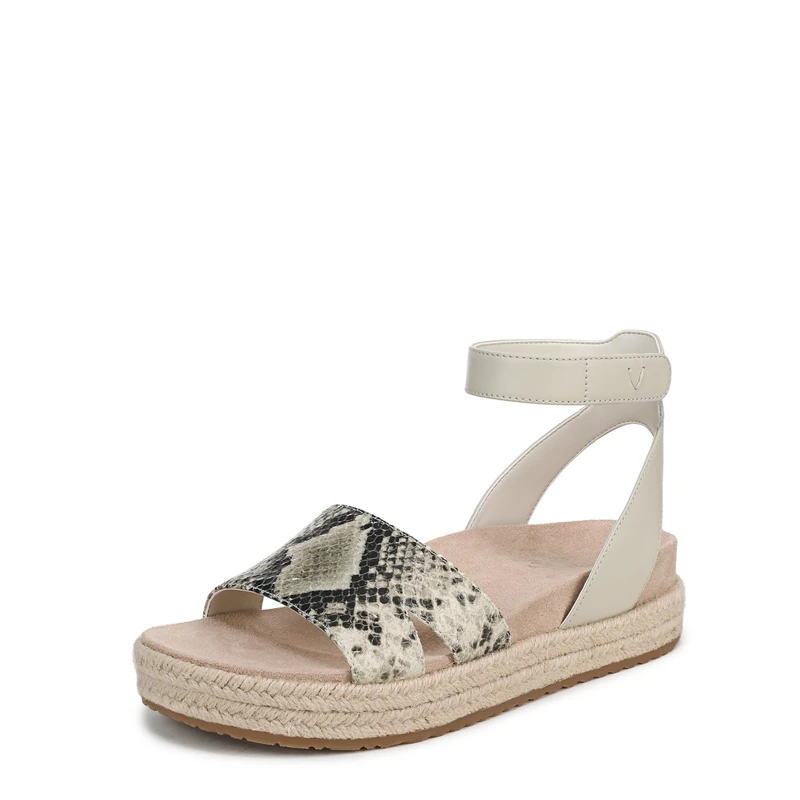 Vionic Women's Yucca Flat Sandals, Cream Snake Leather, Medium Fit, UK 3
