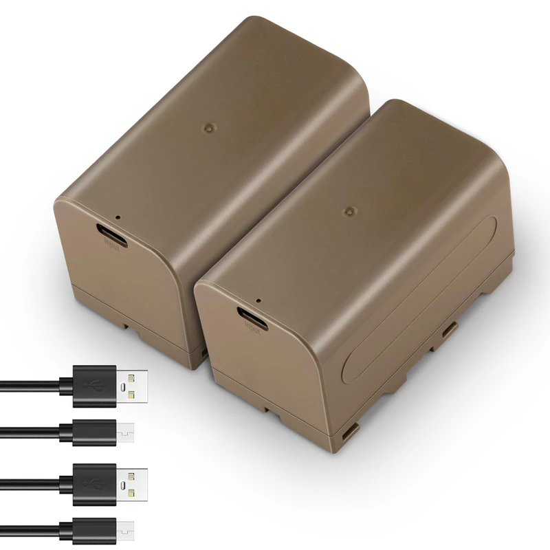 NEEWER 2Pcs 4400mAh Replacement Batteries for NP-F750, 4Hrs Fully Charged with USB C Port/Cable, Rechargeable Camera Camcorder Video Light Monitor Battery Compatible with Sony NP-F550 F750 F950 F970
