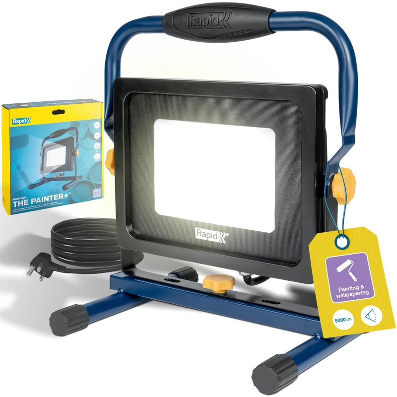 Rapid LED Work Light The Painter+ 5000 Lumen Ultra-Bright, Adjustable Light Angle for Painting & Renovation, Anti-glare, 50W Power, IP65 Flood light, and 6000K Colour Temperature, 2.5m Cord (5001738)