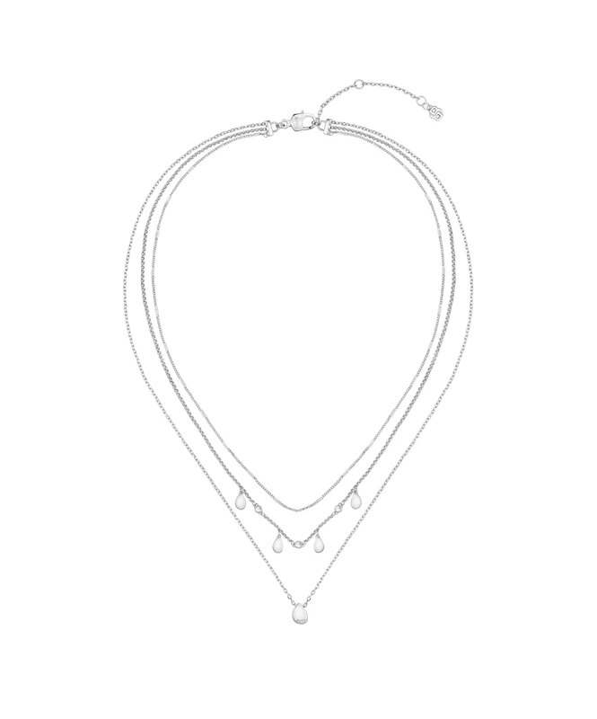 BOSS Women's Silver-Tone Crystal Charm Necklace, Adjustable
