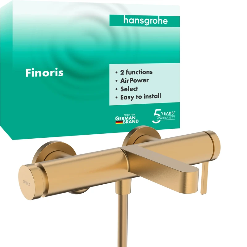hansgrohe Finoris - Bath tap Exposed for 2 Functions, Bath Mixer tap with spout Length 19,4 cm, Brushed Bronze, 76420140