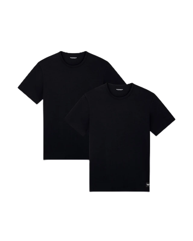 Emporio Armani Men's Essential LOGOLABEL 2-Pack Crew Neck T-Shirt Black S