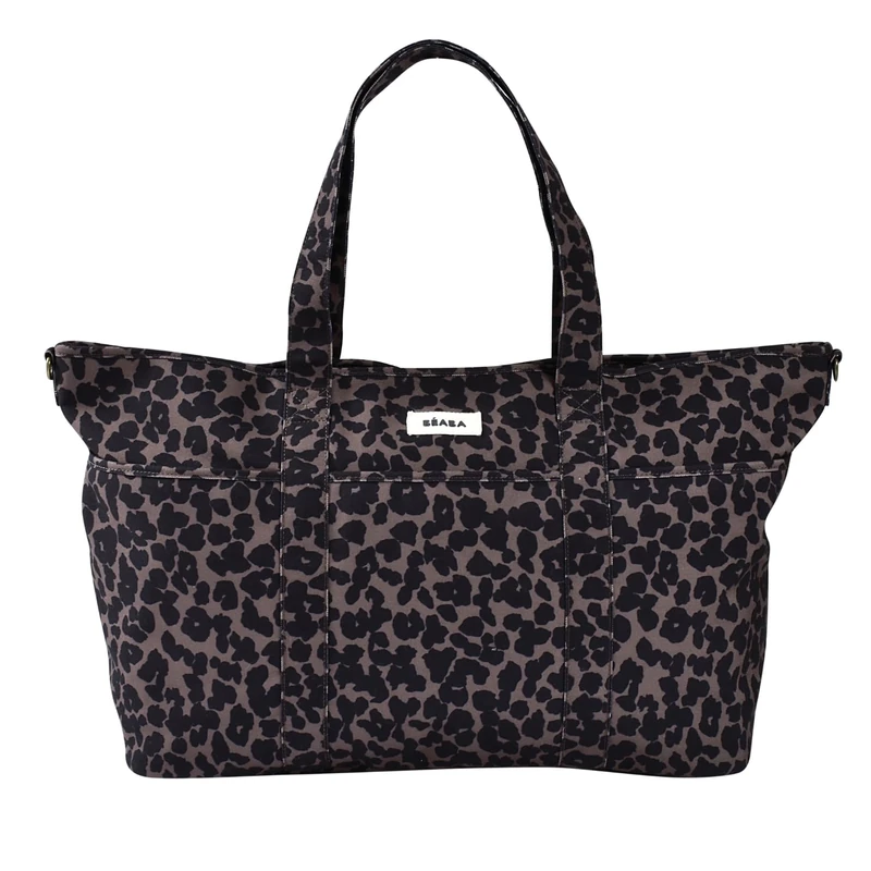 BEABA,Baby Changing Bag Madrid XXL 44L – Extra Large Diaper Bag Tote, Unisex for Mom and Dad, 11 Pockets, Insulated Pocket, Stroller Clips, Padded Changing Mat – Leopard