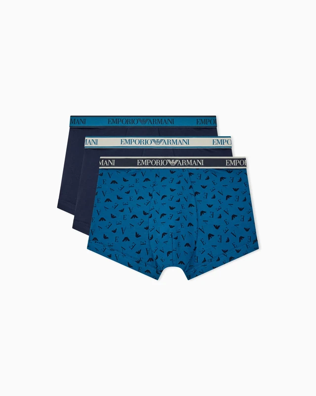 Emporio Armani Men's CORE LOGOBAND 3-PACK TRUNK Blue XL