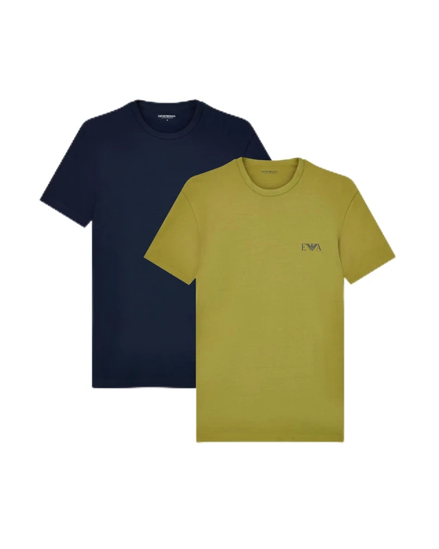 Emporio Armani Men's Bold Monogram 2-Pack Crew Neck T-Shirt Blue XL