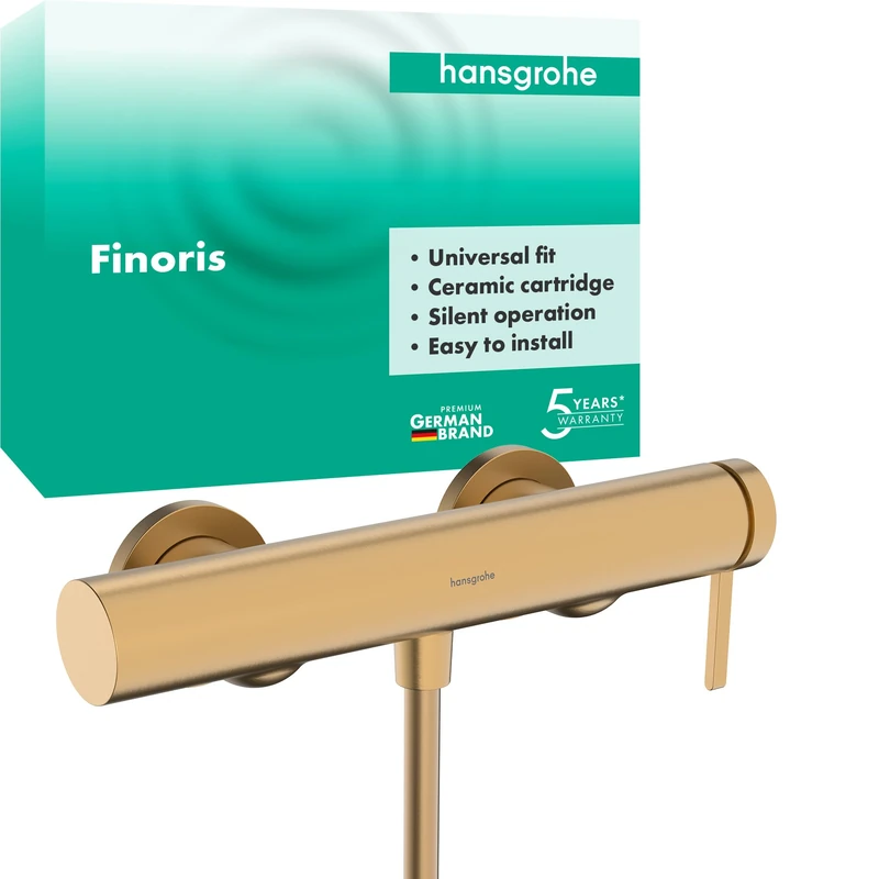 hansgrohe Finoris - Shower Mixer Exposed for 1 Function, Single Lever Shower Mixer tap, Brushed Bronze, 76620140