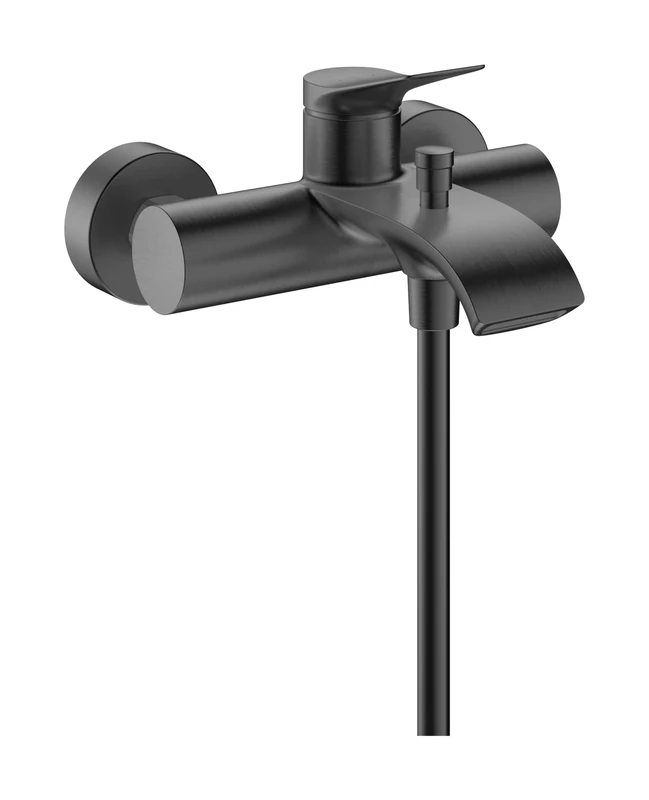 hansgrohe Vivenis Original - Bath tap Exposed for 2 Functions, Bath Mixer tap with spout Length 19,7 cm, Brushed Black Chrome, 75423340