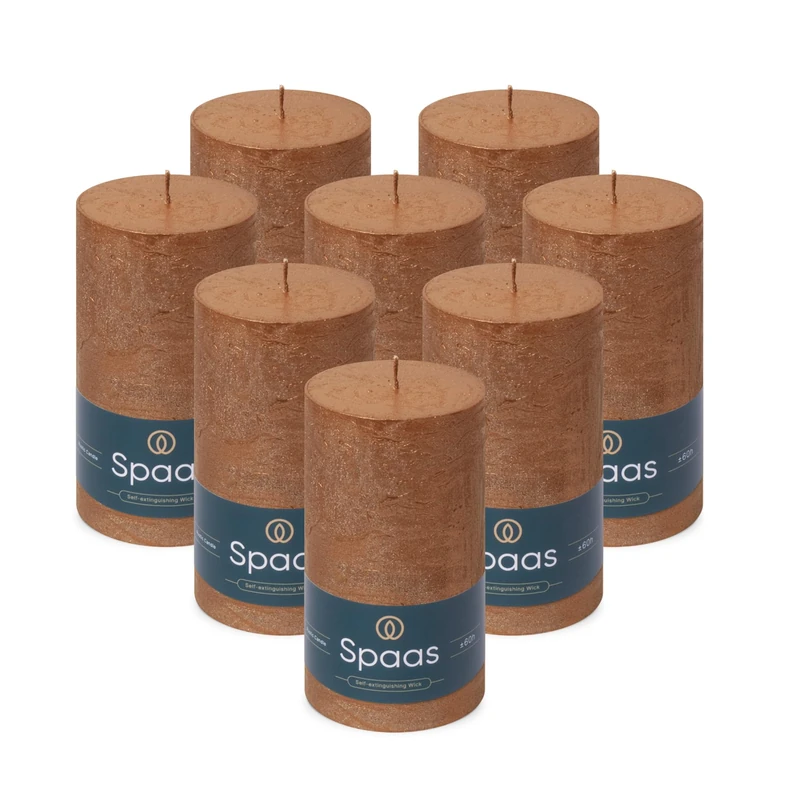 Spaas 8X Metallic Pillar Candle 70/130 mm, Bronze