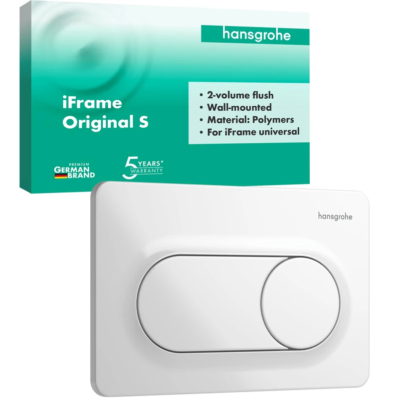 hansgrohe iFrame Original S 66002450 Push Plate WC for 2 Flush Flush for hansgrohe iFrame Flush-Mounted Cistern White - Image 1