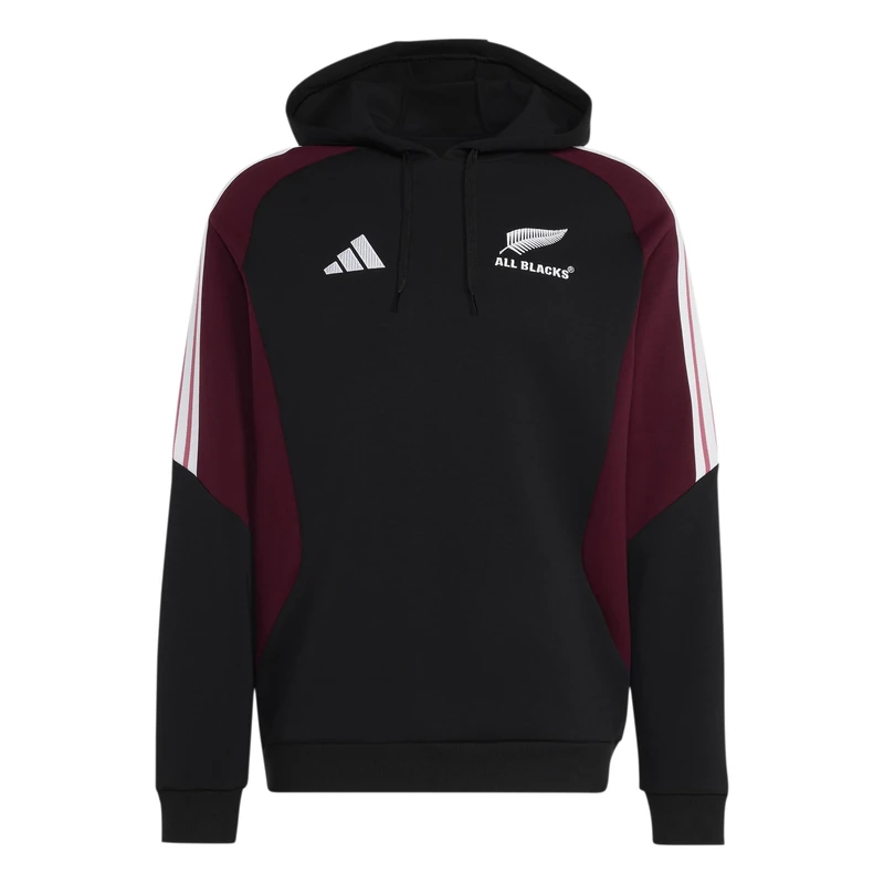 adidas Men's All Blacks Hoody Sweatshirt, ALL BLACK/maroon, XL