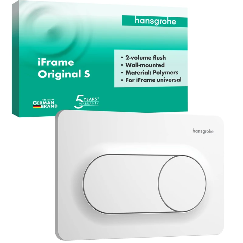 hansgrohe iFrame Original S - Toilet Flush Plate for Dual Flush, for hansgrohe iFrame Universal Concealed Cistern, matt Black, 66002700