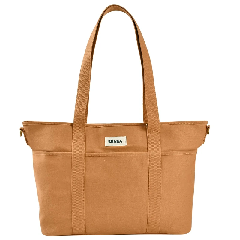 BEABA, Baby Changing Bag Madrid 22L – Diaper Bag Tote, Unisex for Mom and Dad, 11 Pockets, Insulated Pocket, Stroller Clips, Padded Changing Mat – Ocre