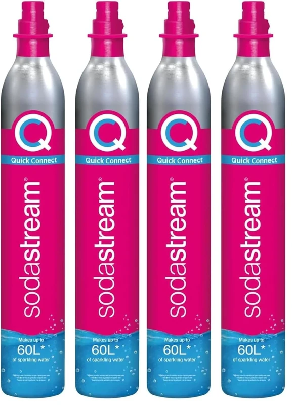 SodaStream - 2 x CO2 Cylinder for Sparkling Water Maker, Quick Connect Gas System, Makes 60 litres Fizzy Drinks, Compatible with Terra, Duo and Art, Reduce Plastic Waste, Pink (Pack of 2)