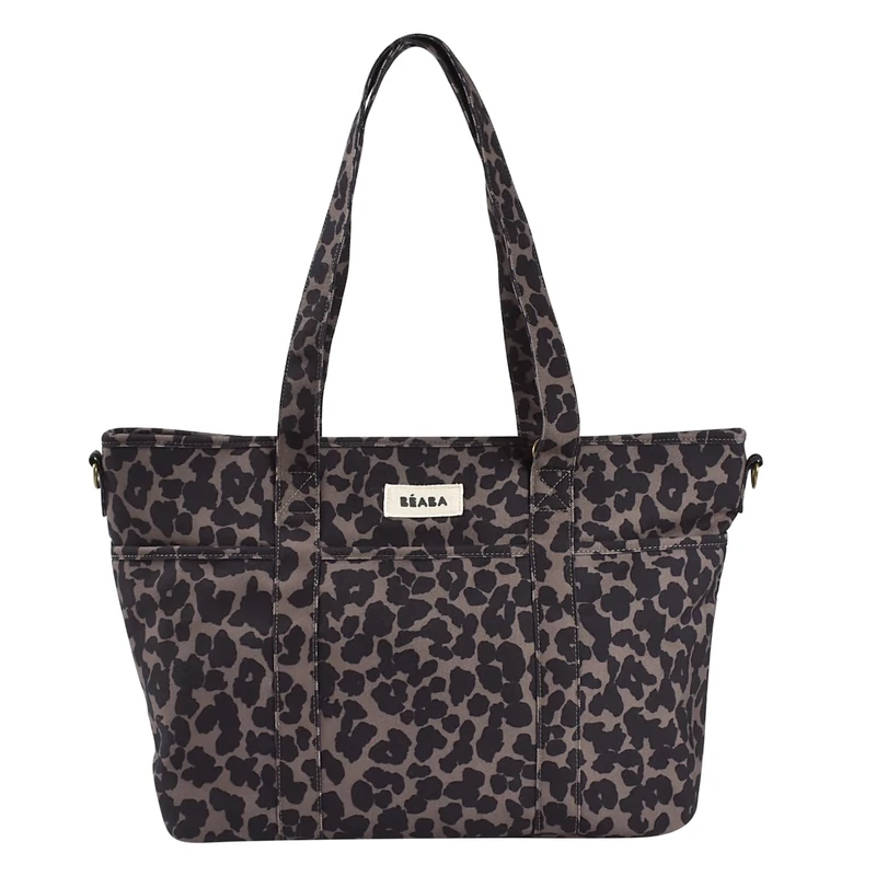 BEABA, Baby Changing Bag Madrid 22L – Diaper Bag Tote, Unisex for Mom and Dad, 11 Pockets, Insulated Pocket, Stroller Clips, Padded Changing Mat – Leopard
