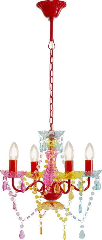 Kare Design Pendant Lamp Starlight Rainbow 4-Branched, Multicoloured, Height 45cm, Height Adjustable, Chandelier Ceiling Light for Living Room, Bulb Not Included